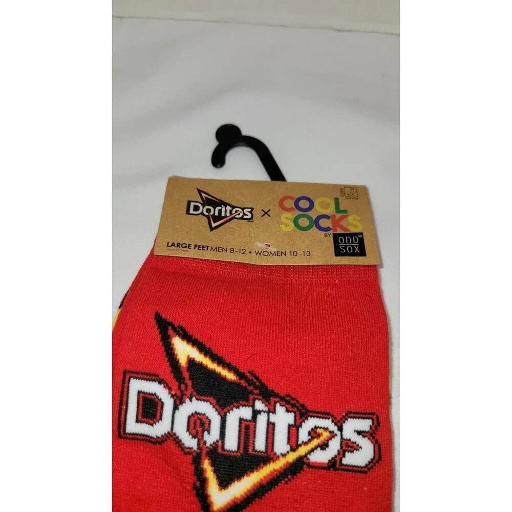 Doritos Nacho Cheese Cool Socks by Odd Sox Red Novelty Food Gag Gift